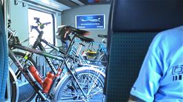 Easy bike storage on the train from Lausanne to Olten
